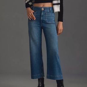 Pilcro and the Letterpress Wide-Leg Crop Jeans — Medium Blue